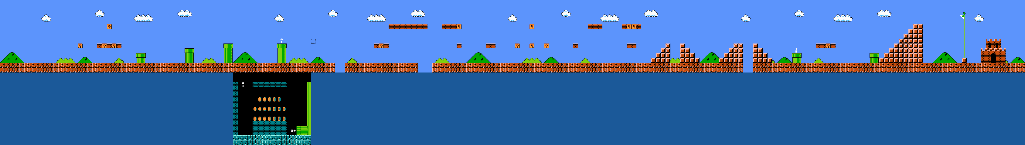 Levelkarte Welt 1-1 in Super Mario Bros. für NES
