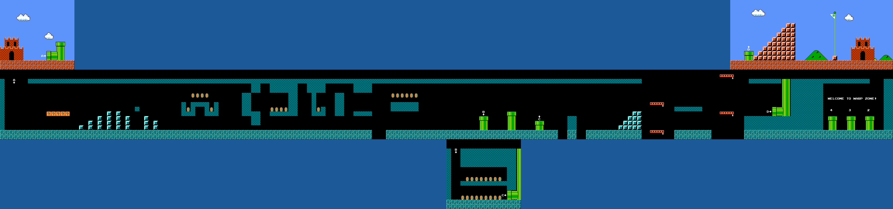 Levelkarte Welt 1-2 in Super Mario Bros. für NES